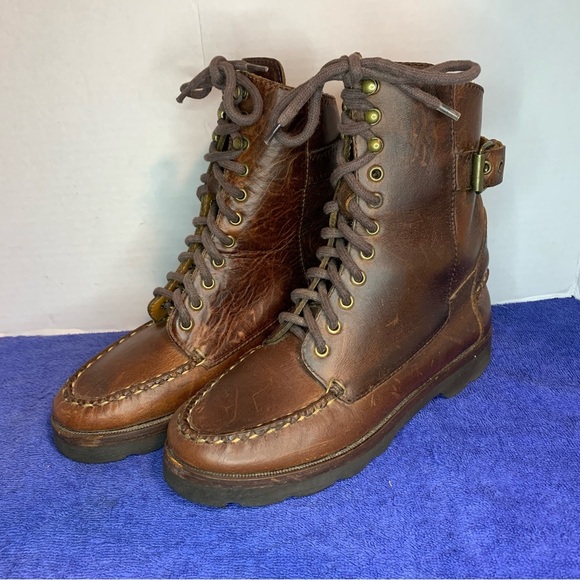 Cole Haan Leather Boots 6M 6 M Narrow Cottage Core Combat Style Ankle — Rare